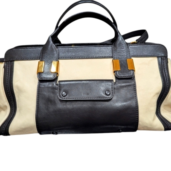 Chloe Handbags - Chloe Alice Large Black and Cream Leather